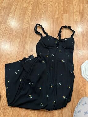 Wild Fable Black Floral-Embroidered jumpsuit